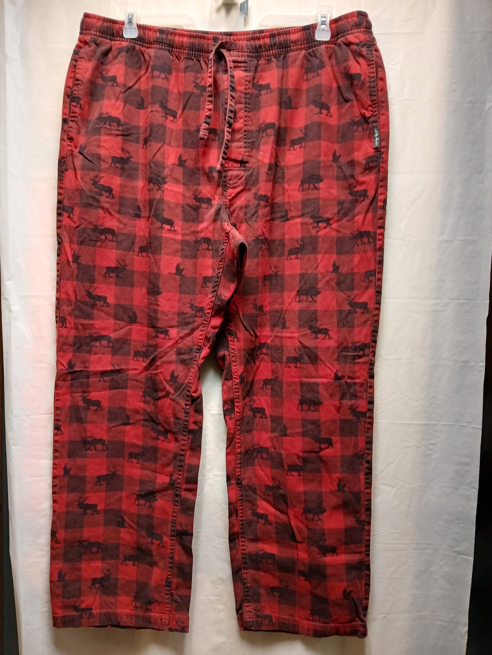 Eddie Bauer Red & Black Buffalo Plaid Lounge Pants with Moose Print